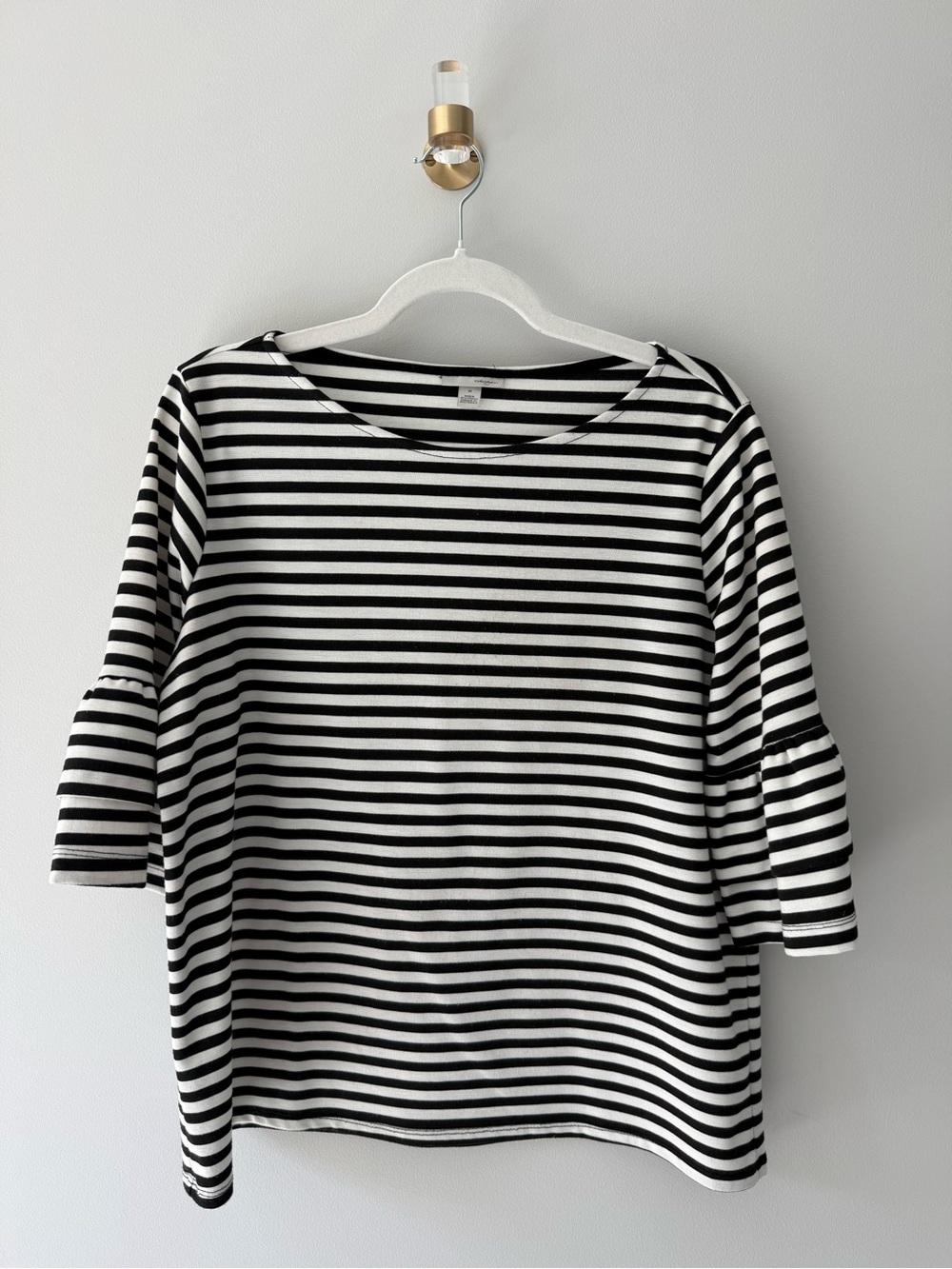 Halogen Black and White Stripe Bell Sleeve Tee